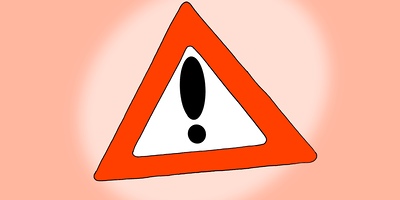 Ein gezeichnetes „Achtung“-Schild.