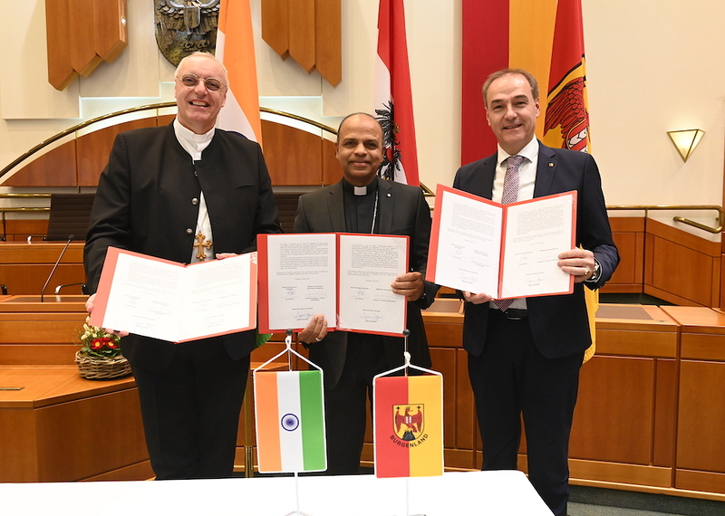 Besuch im Landhaus Eisenstadt; Unterzeichnung der Vereinbarung über Pflegepersonal aus Indien.